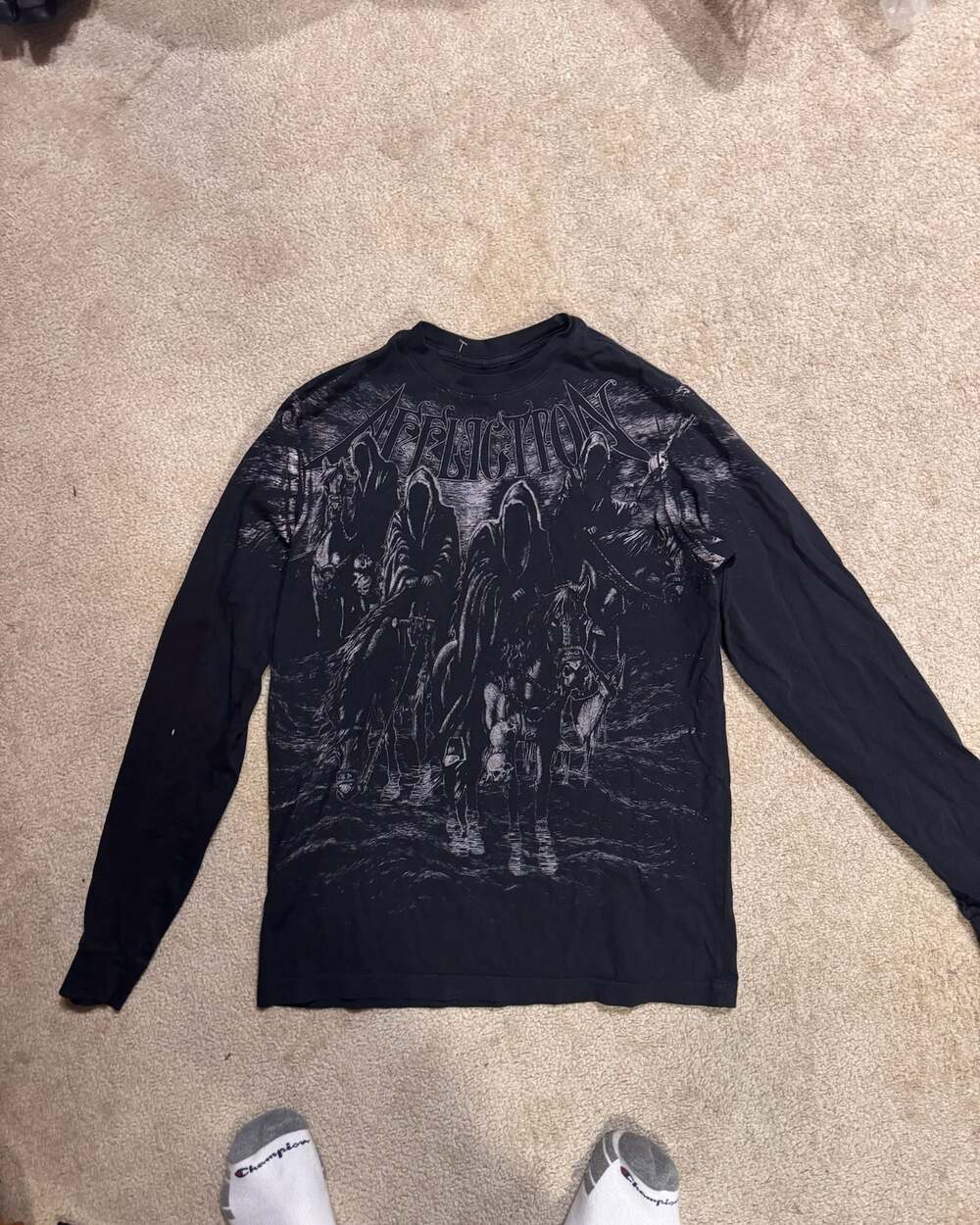 Affliction Black Night Horseman Men's Long Sleeve Graphic Tee